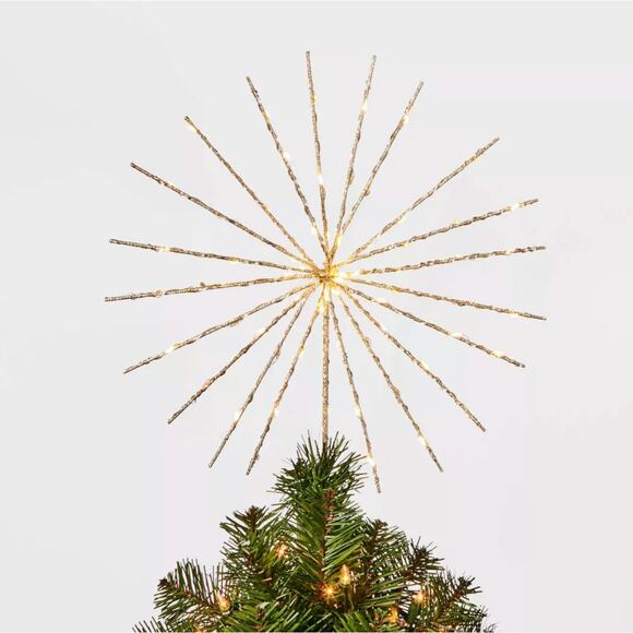 Twinkling Starburst Spikes Christmas Tree Topper 14"in 70 Lights Lit Light Up - Picture 2 of 9